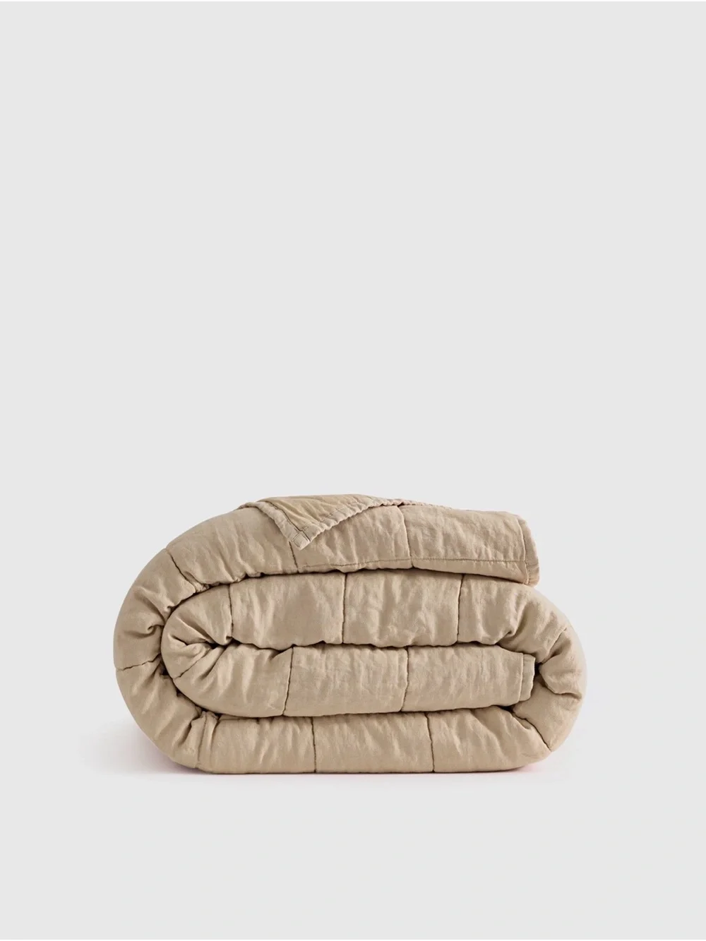 Quince Lightweight European Linen King Box Quilt - Toffee